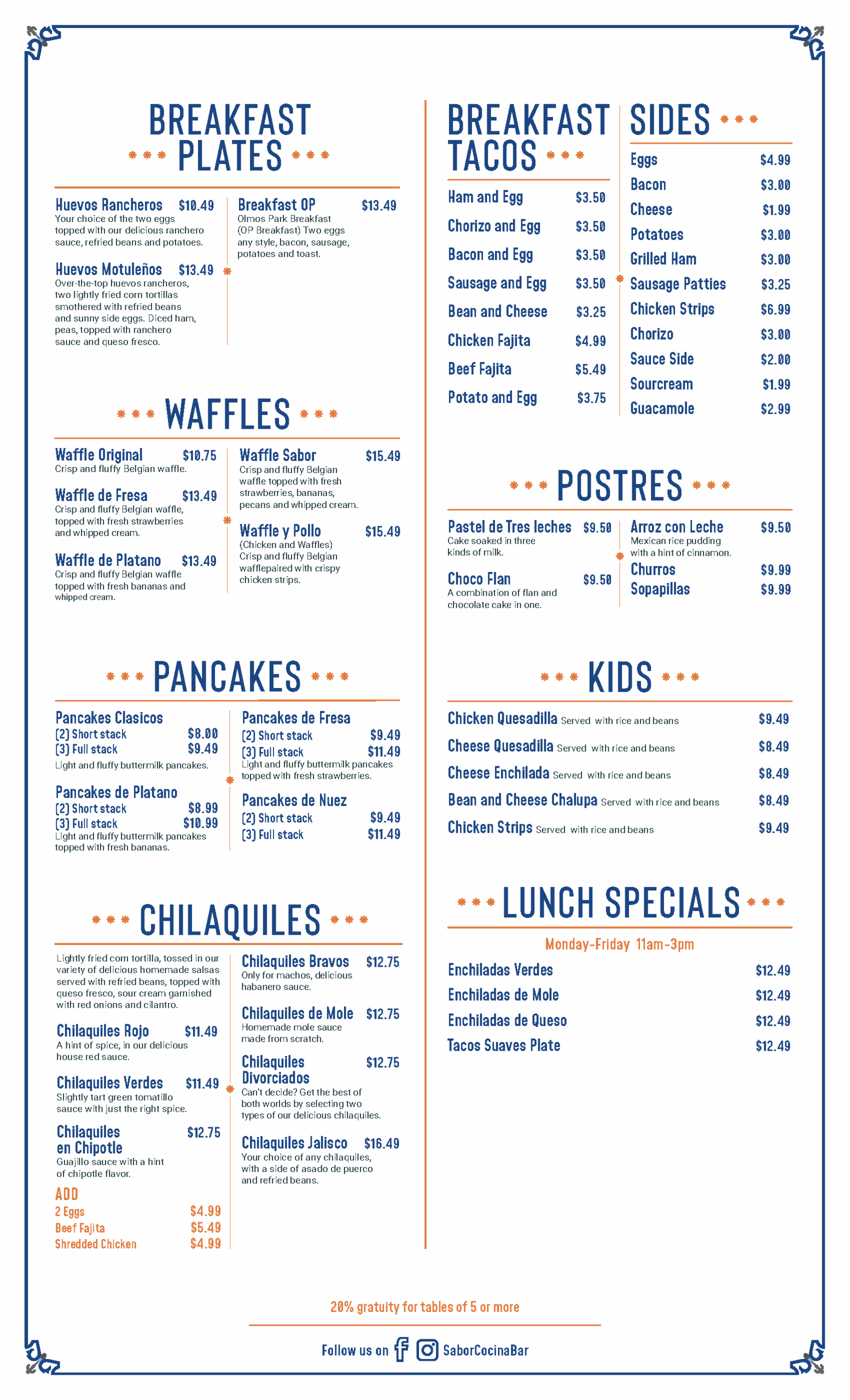 Sabor Menu